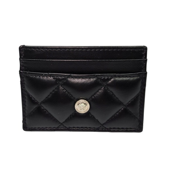 Versace Quilted Lamb Leather Medusa Card Case Black